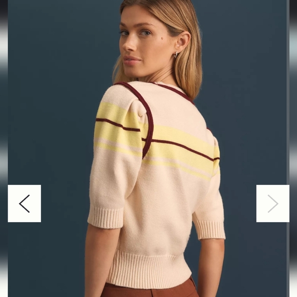 English Factory Puff Sleeve Striped Sweater - Picture 2 of 6